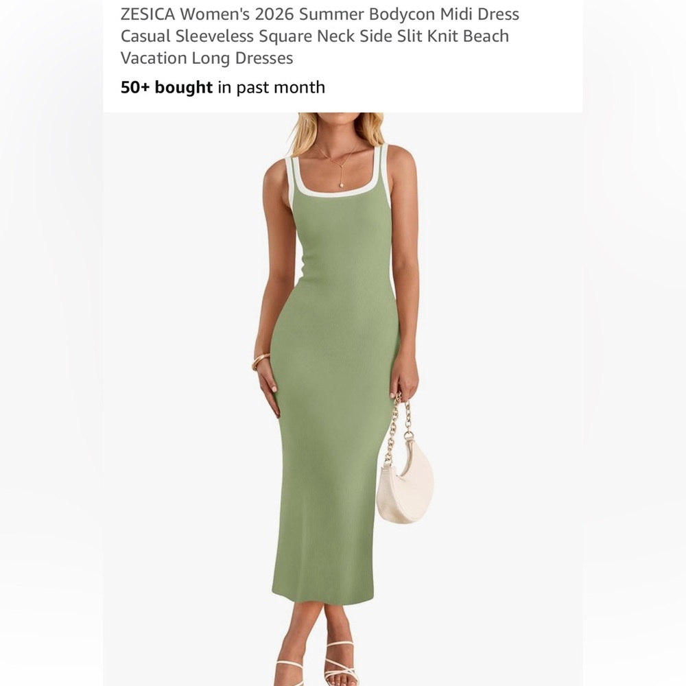 Elegant Olive Green Sleeveless Dress